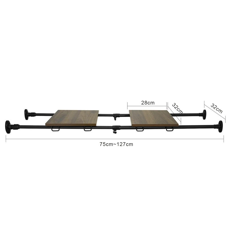 SoBuy KLS10-SCH Étagère Murale Flottante Organisateur Séparateurs d'étagères Étagère de Tension réglable Extensible de 75-127 cm, Noir