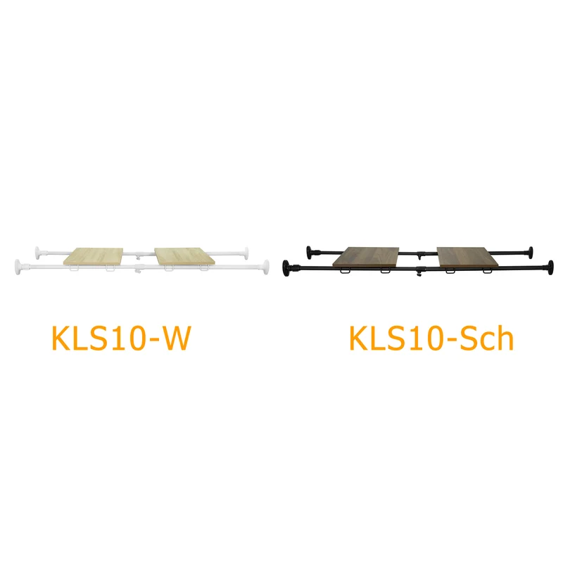 SoBuy KLS10-SCH Étagère Murale Flottante Organisateur Séparateurs d'étagères Étagère de Tension réglable Extensible de 75-127 cm, Noir