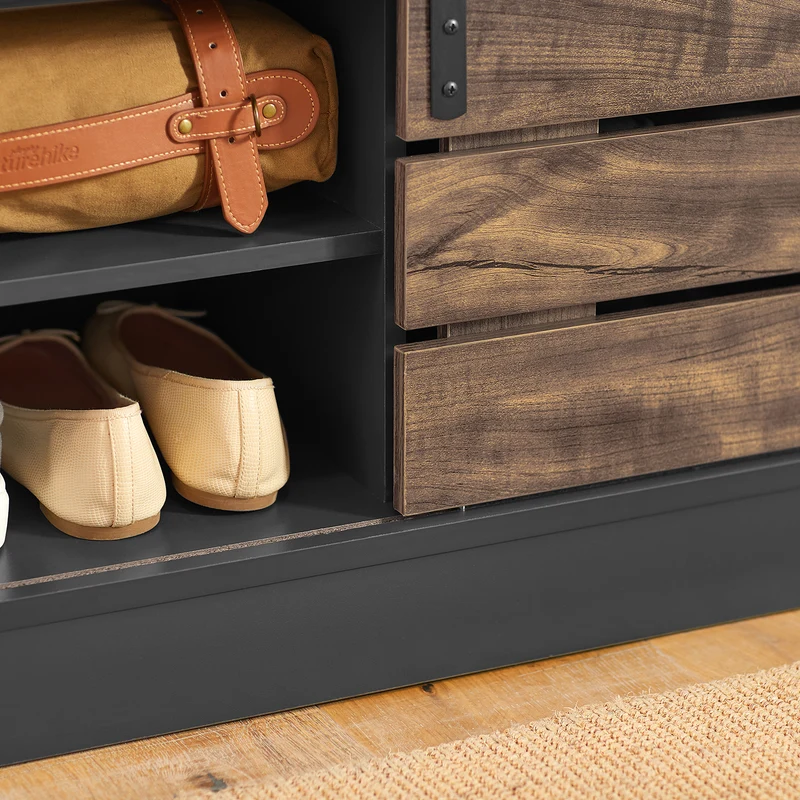 SoBuy FSR120-HG Banc à Chaussures avec Porte Coulissante et Coussin Rembourré pour Entrée – 80x35x48 cm, Gris