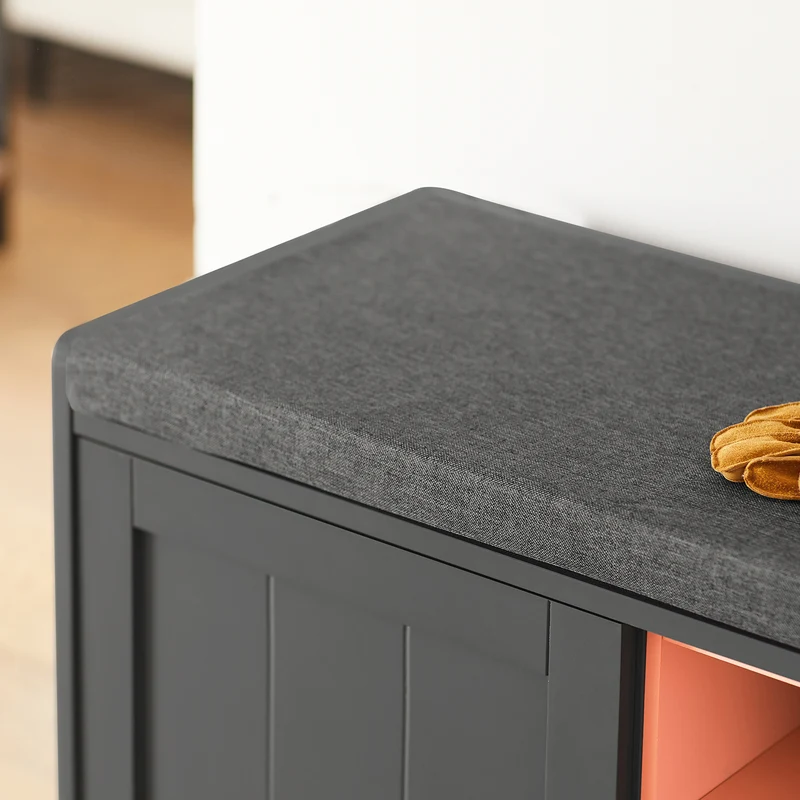SoBuy FSR109-HG Banc à Chaussures Meuble Chaussures Commode à Chaussures Coussin Rembourré et Etagère Amovible