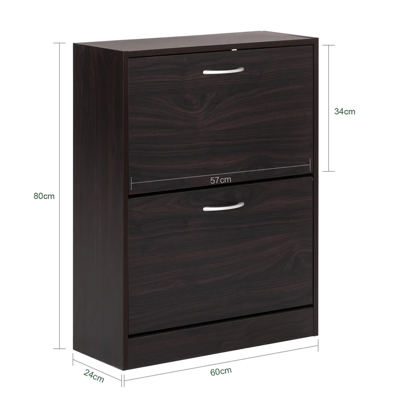 SoBuy FSR110-K-BR Armoire à Chaussures 2 Abattants, Rangement pour Entrée Couloir – 60x24x80 cm, Marron