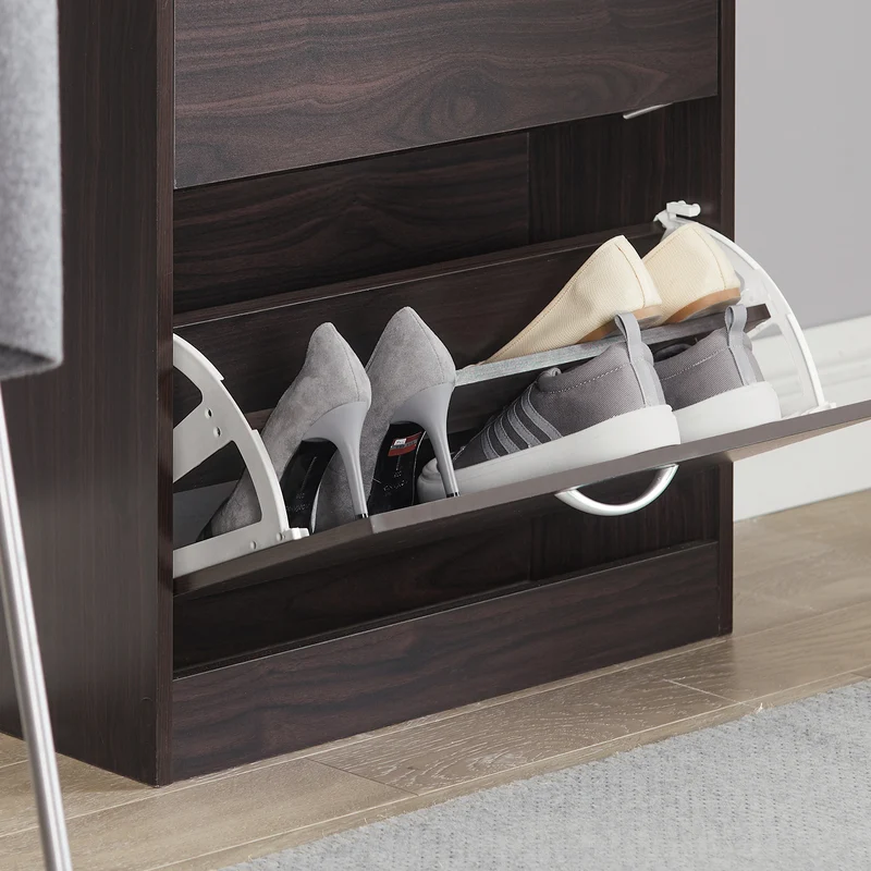 SoBuy FSR110-K-BR Armoire à Chaussures 2 Abattants, Rangement pour Entrée Couloir – 60x24x80 cm, Marron