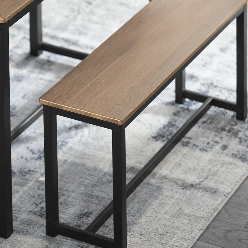SoBuy OGT25-N Ensemble Table à Manger et bancs, Set de 3 pieces, avec 2 bancs pour Cuisine, Salle à Manger, Salon