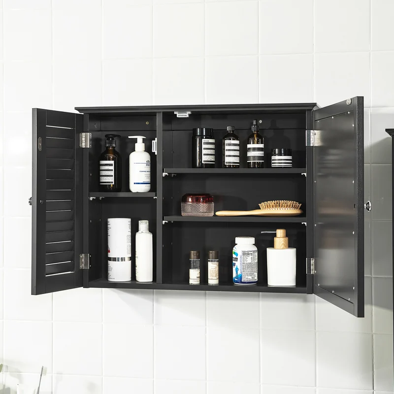 SoBuy BZR55-DG Armoire Miroir Meuble Haut de Salle de Bain Armoire Suspendue avec Porte Miroir Commode Meuble de Range