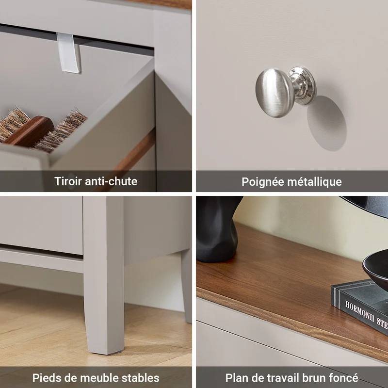 SoBuy FSR89-KA Armoire à Chaussures 2 Abattants et Tiroir – 12 Paires, 80×25×108 cm, Marron Clair