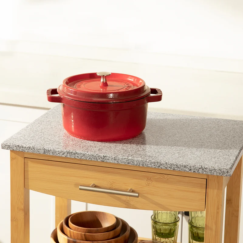 SoBuy FKW28-HG Chariot de Cuisine de Service Roulant, Etagère de la Cuisine, Plateau en Marbre