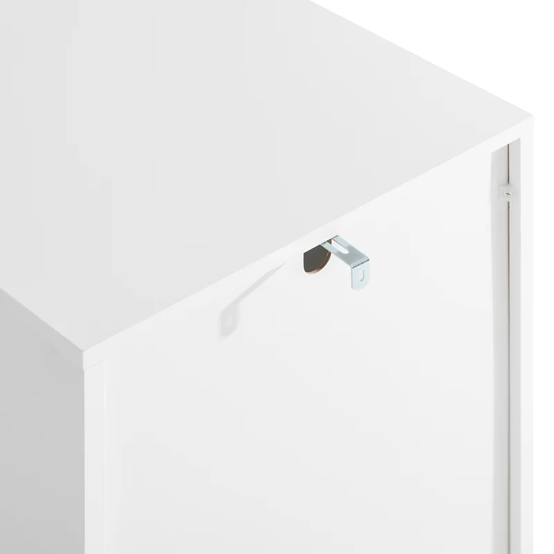 SoBuy FBT168-W Table de Chevet Chic Blanc et Doré – 3 Tiroirs et Étagère, Style Moderne