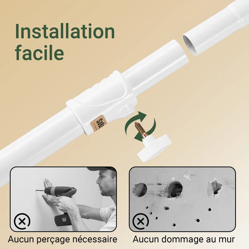 SoBuy KLS04-II-W Portant à vêtements télescopique solide - Penderie ouverte réglable avec tringles et étagères, Porte manteau pour chambre/dressing, Blanc