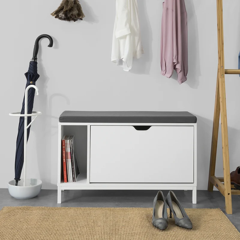 SoBuy FSR70-W Banc de Rangement à Chaussures Armoire à Chaussures 1 Abattant