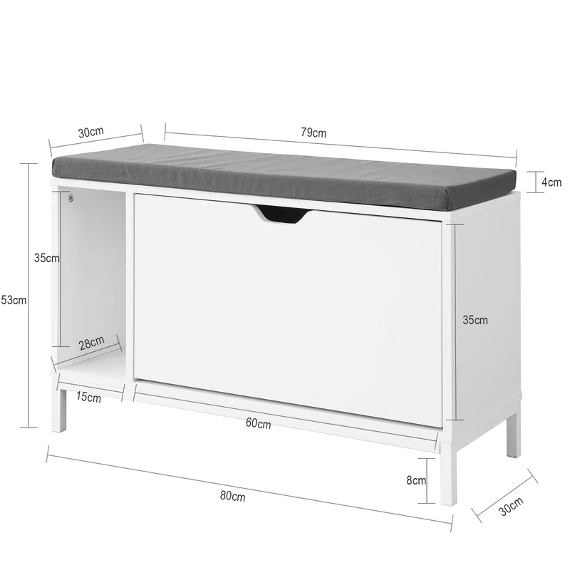 SoBuy FSR70-W Banc de Rangement à Chaussures Armoire à Chaussures 1 Abattant