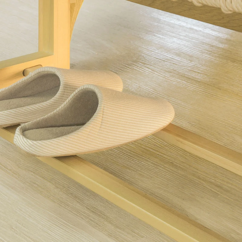SoBuy FSR68-N Banc à Chaussures Design avec Assise et Rangement pour Entrée Couloir – 110x36x46 cm, Naturel