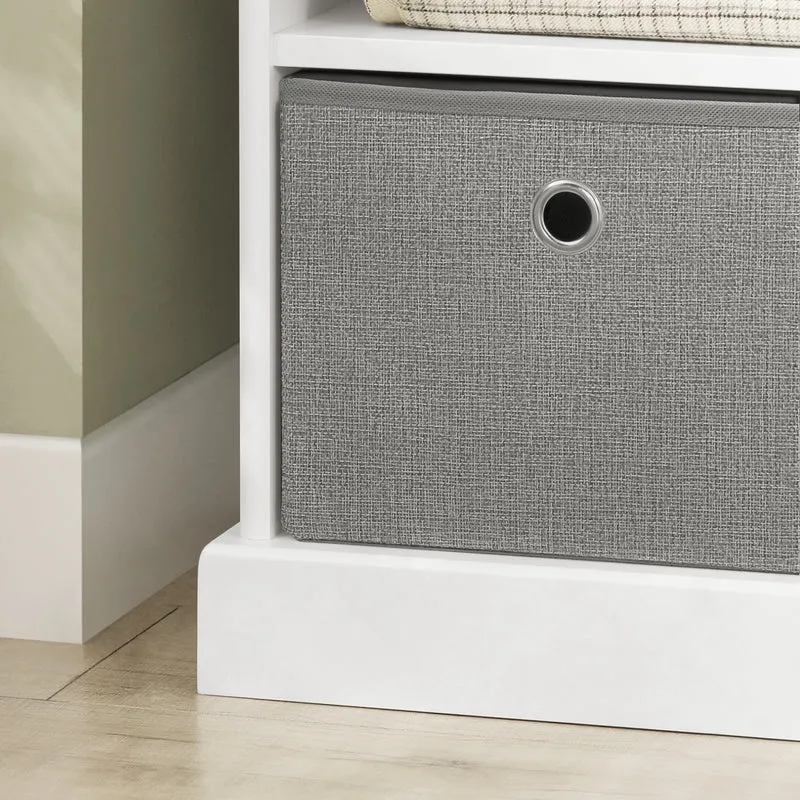 SoBuy FSR67-HG Banc à Chaussures avec Coussin Rembourré, 2 Compartiments et 3 Paniers pour Entrée – 96x35x50 cm, Gris