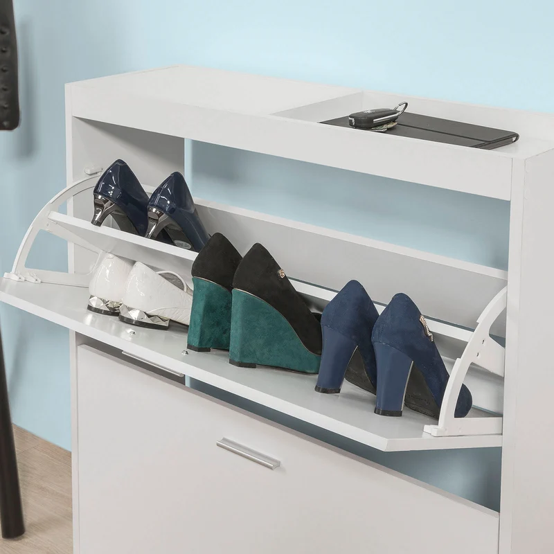 SoBuy FSR61-W Ensemble de Meuble d’entreé Miroir Mural et Commode Armoire à Chaussures