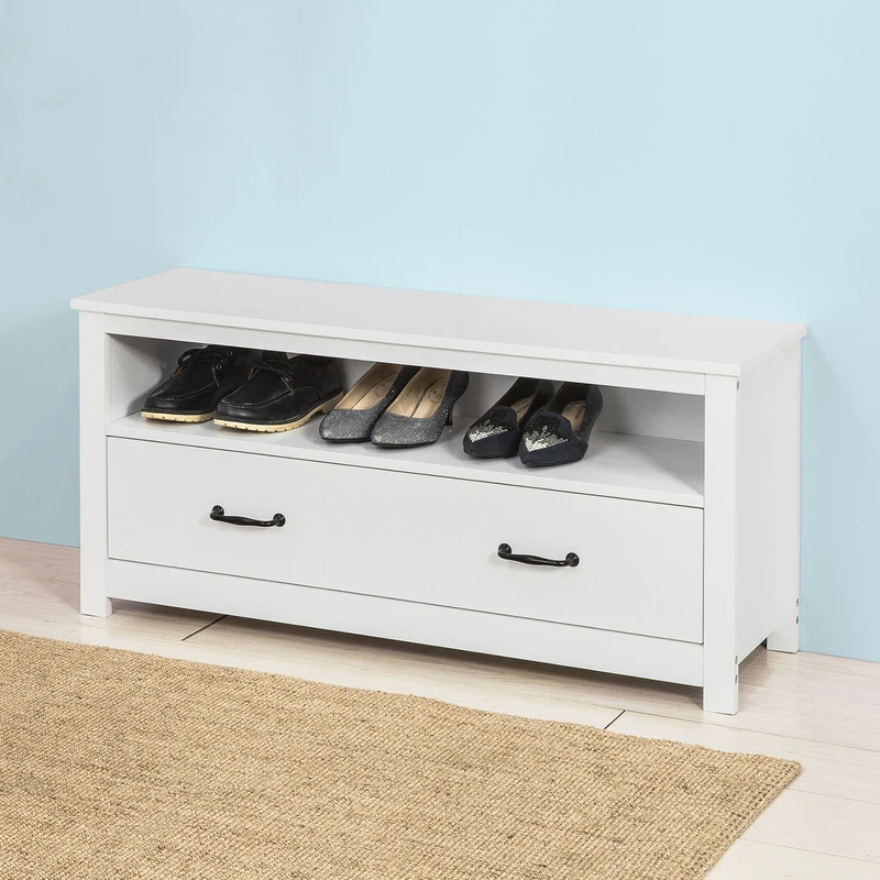 SoBuy FSR48-W Banc de Rangement Meuble à chaussures Meuble d'Entrée Commode à Chaussures