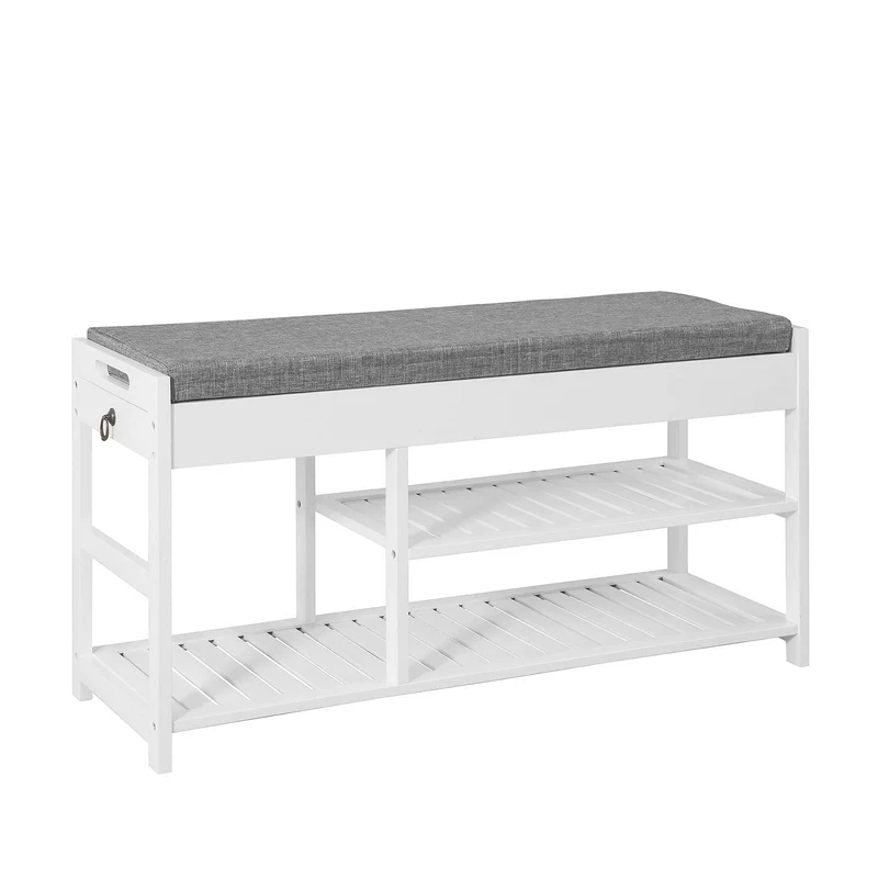 SoBuy FSR47-W Banc à Chaussures avec Assise et tiroirs, Rangement Chaussure