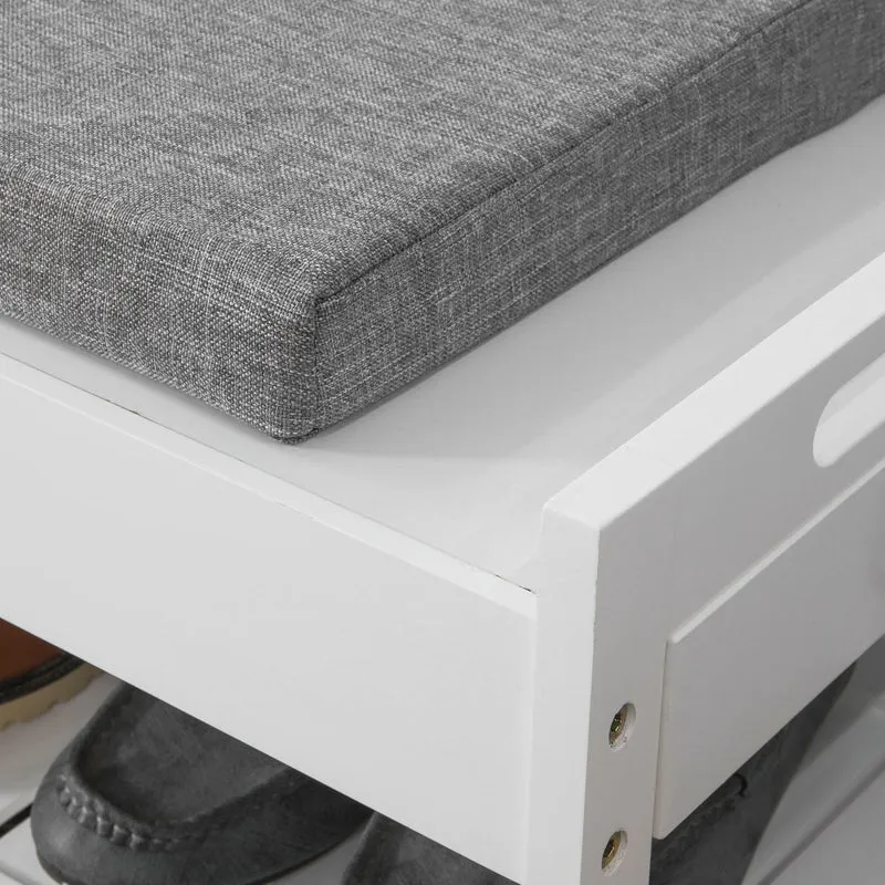 SoBuy FSR47-W Banc à Chaussures avec Assise et tiroirs, Rangement Chaussure