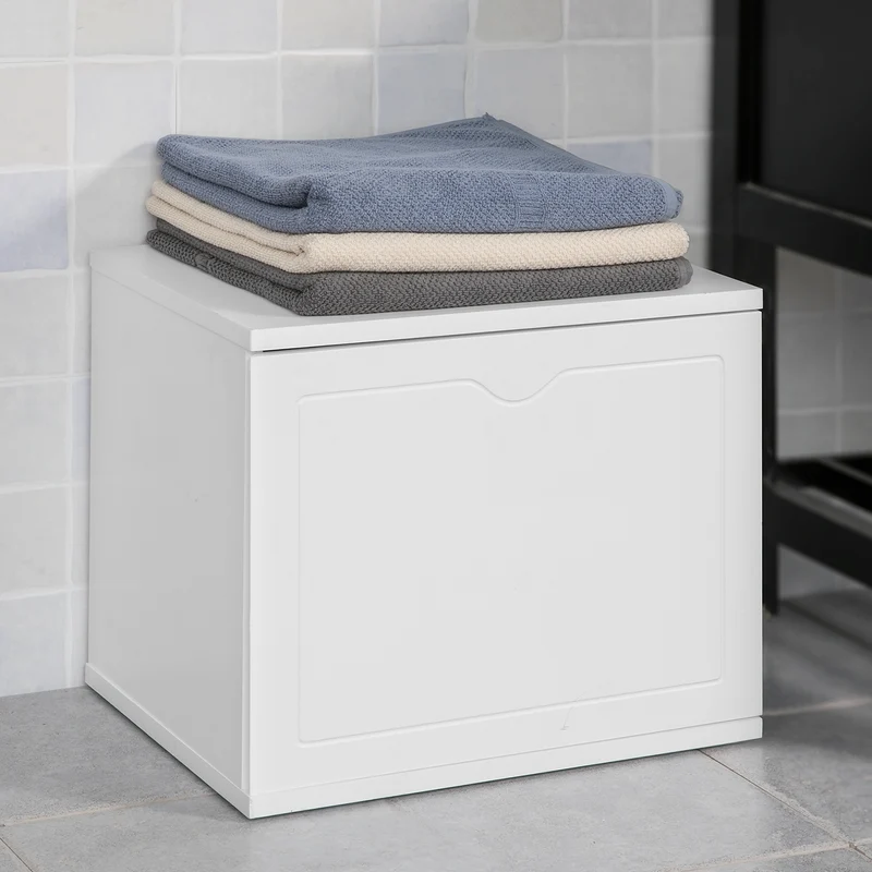 SoBuy FSR46-W Banc de rangement salle de bain panier à linge meuble d'entrée