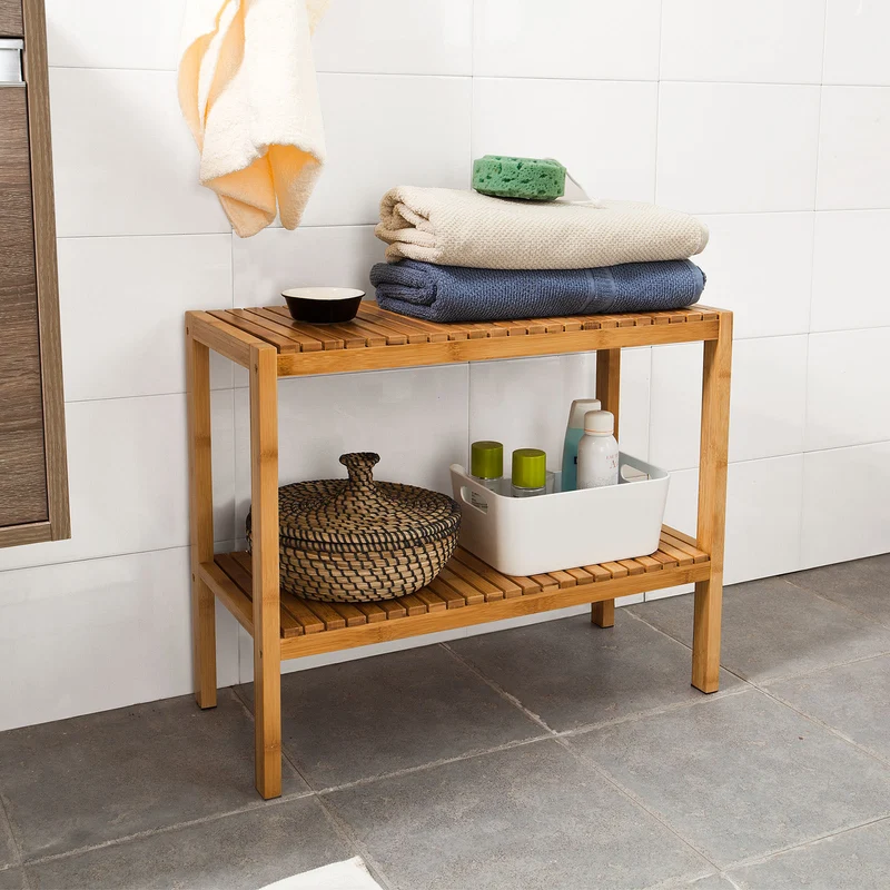 SoBuy FSR14-N Étagère salle de bain 100% en bambou naturel, Rangement chaussures / salle de bain