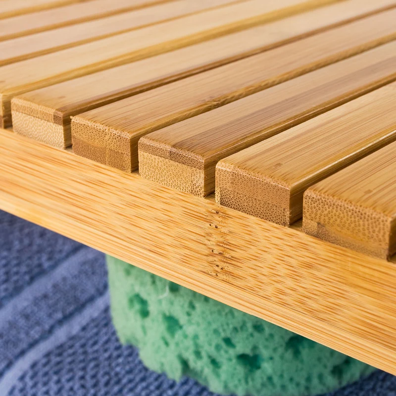SoBuy FSR14-L-N Étagère salle de bain 100% en bambou naturel, Rangement chaussure/salle de bain