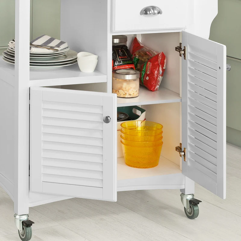 SoBuy FKW37-W Desserte sur roulettes avec Plan de Travail Résistant aux Empreintes