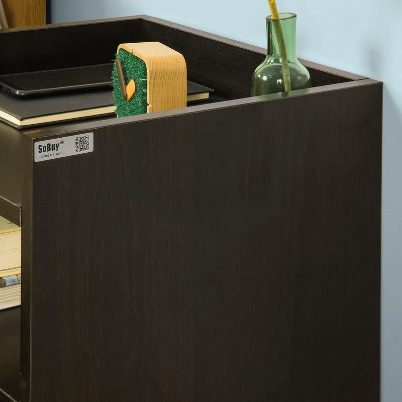 SoBuy FBT66-BR Table de Chevet Table de Nuit Bout de Canapé avec 1 Tiroir 1 Niche