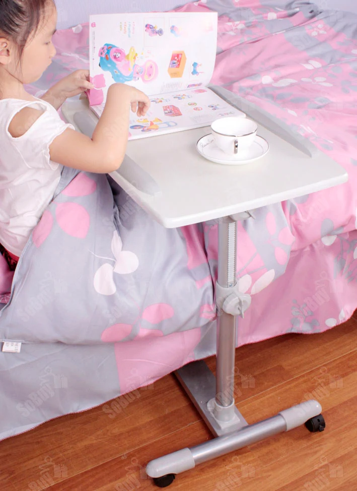 SoBuy FBT07N2-W Table de lit pour ordinateur portable, iPad, lecture avec plateau inclinable