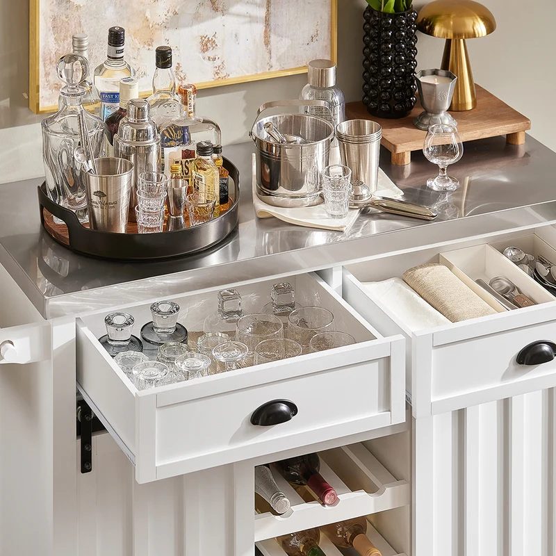 SoBuy FKW94-W Desserte de Cuisine Chariot de Service Meuble de Rangement à roulettes