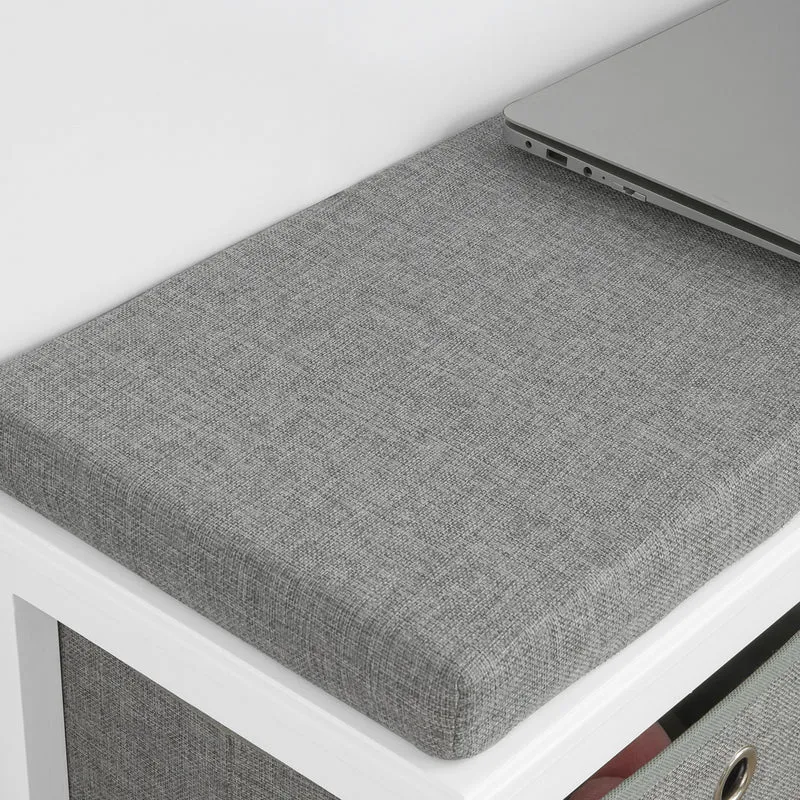 SoBuy FSR81-HG Banc à Chaussures avec Coussin Rembourré et 2 Paniers de Rangement pour Entrée – 70x30x50 cm, Gris