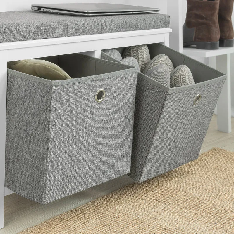 SoBuy FSR81-HG Banc à Chaussures avec Coussin Rembourré et 2 Paniers de Rangement pour Entrée – 70x30x50 cm, Gris