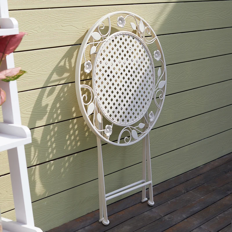 SoBuy OGT35-W 3pcs Salon de Jardin 2 Personnes, 2 Chaises de Jardin + 1 Table Bistrot Pliantes