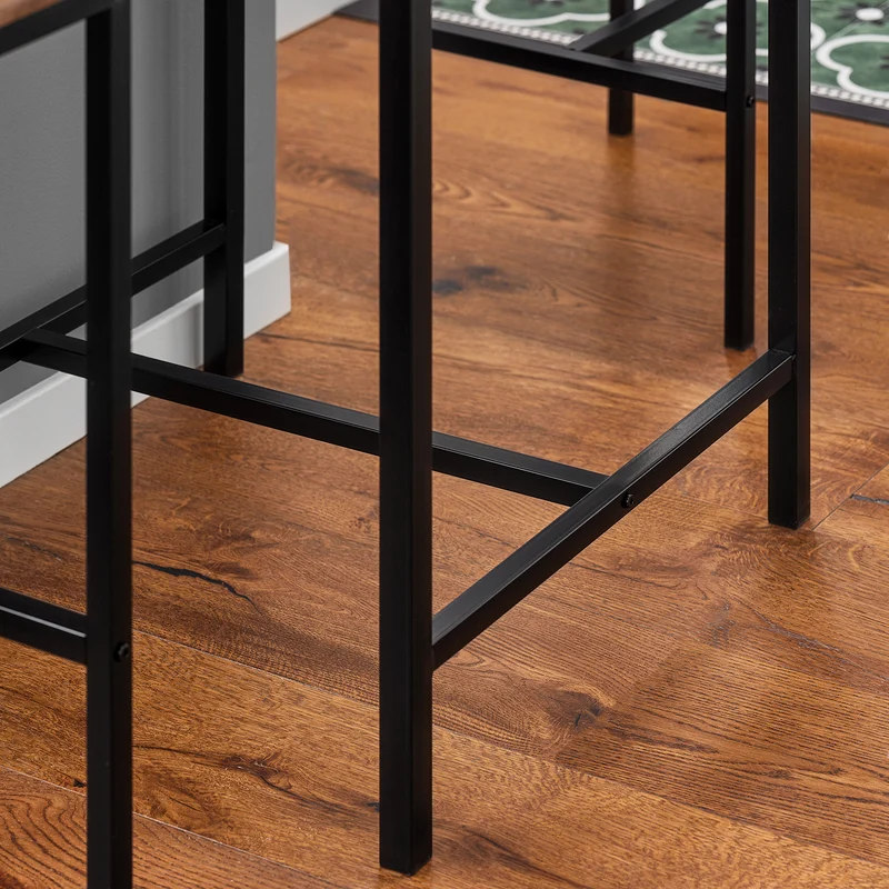 SoBuy OGT27-N Ensemble Table Haute avec 1 Table et 2 Tabourets, Format Gain de Place, pour Cuisine et Salle à Manger, Design Fonctionnel – MDF + Métal, Naturel