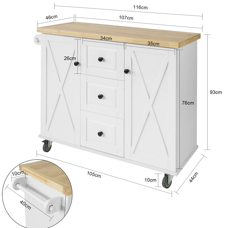 SoBuy FKW96-WN Desserte Roulant Buffet Meuble de Rangement Cuisine