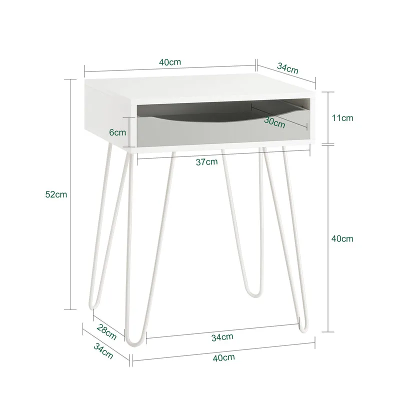 SoBuy FBT82-W Table de Chevet Table de Nuit avec 1 Tiroir, 4 Pieds