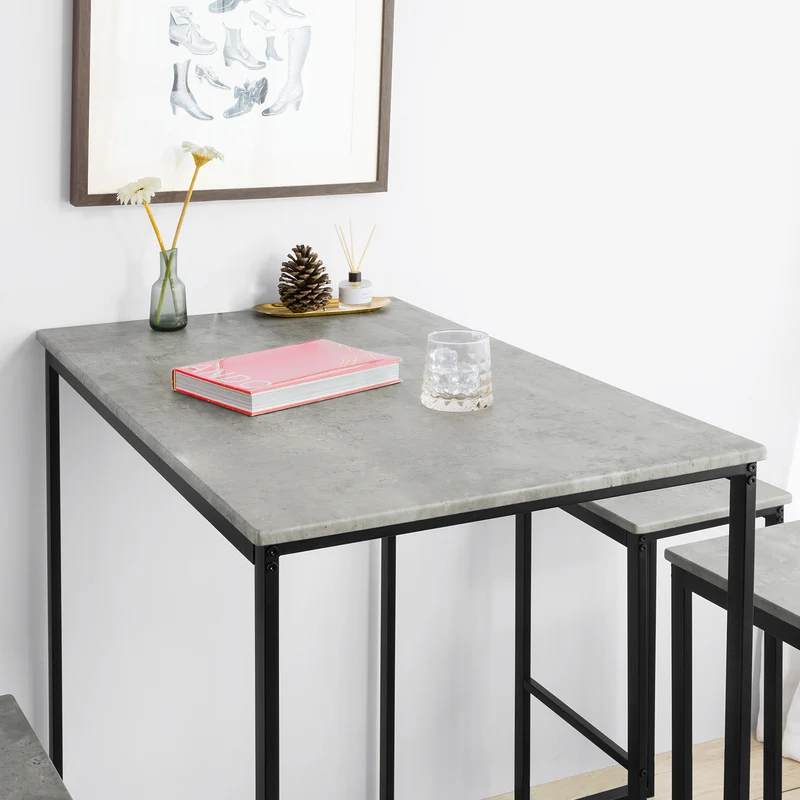 SoBuy OGT15-HG Set de 1 Table + 4 Tabourets Ensemble Table de Bar Bistrot