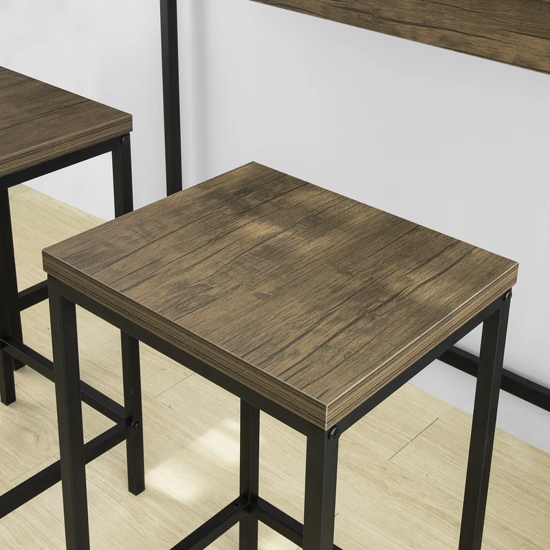 SoBuy OGT30-N Table Haute Mange Debout avec 2 Tabourets, Table de Bar Cuisine, Table Haute Cuisine Petit Espace, Table Mange Debout avec Tabourets, L121xP46xH97cm