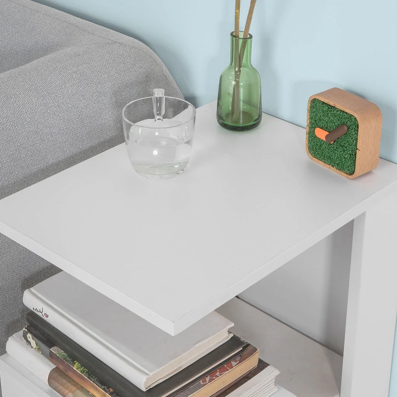 SoBuy FBT69-W Table d'appoint Bout de Canapé Table Café Porte magasine Porte Revues