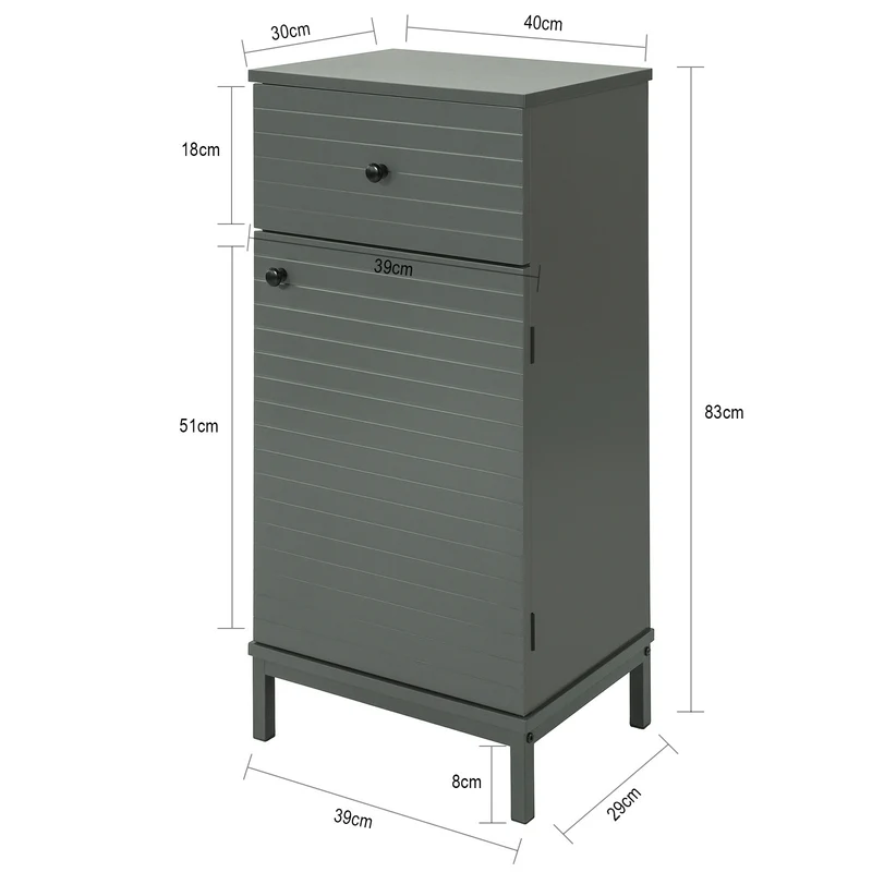 SoBuy BZR26-DG Meuble Bas de Salle de Bain Armoire Toilette avec 1 Tiroir + 1 Porte