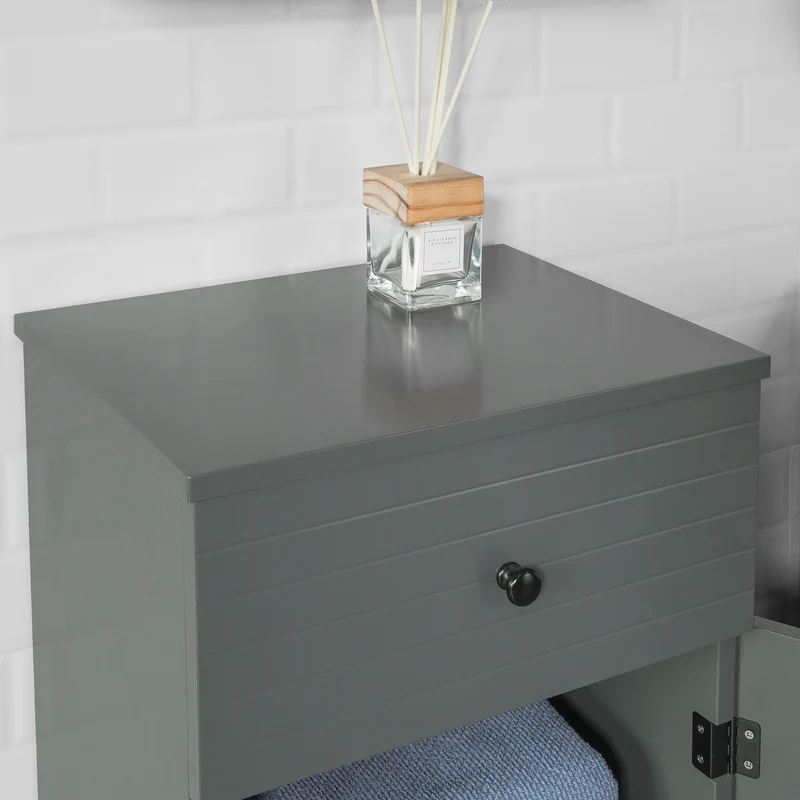 SoBuy BZR26-DG Meuble Bas de Salle de Bain Armoire Toilette avec 1 Tiroir + 1 Porte