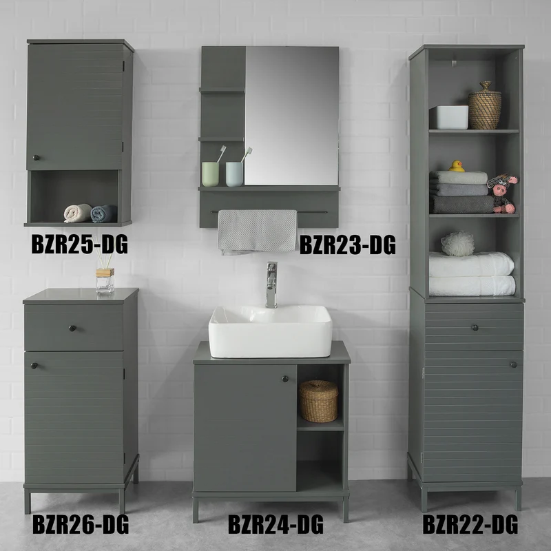 SoBuy BZR22-DG Meuble Colonne de Salle de Bain Armoire Haute Meuble Rangement,SoBuy BZR22-DG