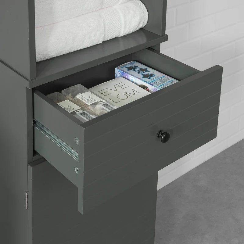 SoBuy BZR22-DG Meuble Colonne de Salle de Bain Armoire Haute Meuble Rangement,SoBuy BZR22-DG