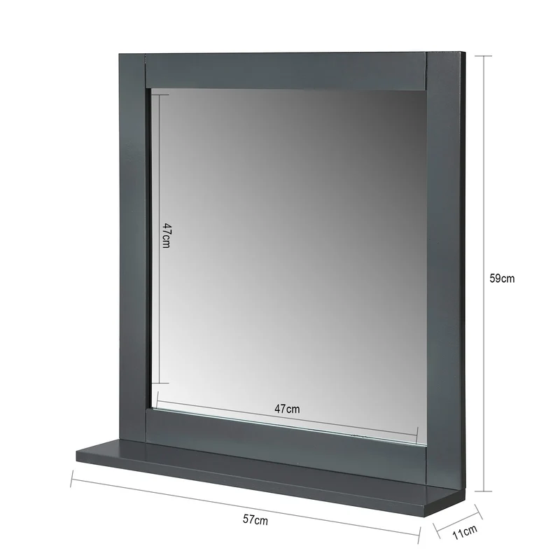 SoBuy BZR16-DG Miroir Mural Meuble Salle de Bain avec 1 étage Plateau