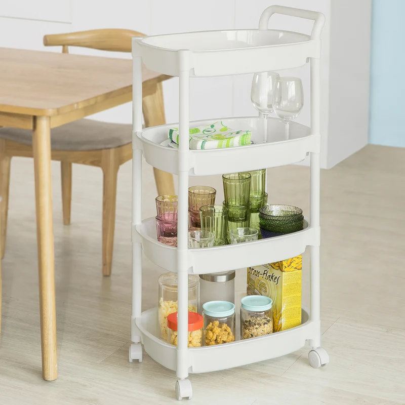 SoBuy BZR15-W Chariot de Stockage à roulettes Etagère Cuisine Salle de Bains
