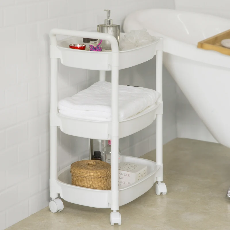 SoBuy BZR15-K-W Chariot de stockage à roulettes Etagère cuisine salle de bains
