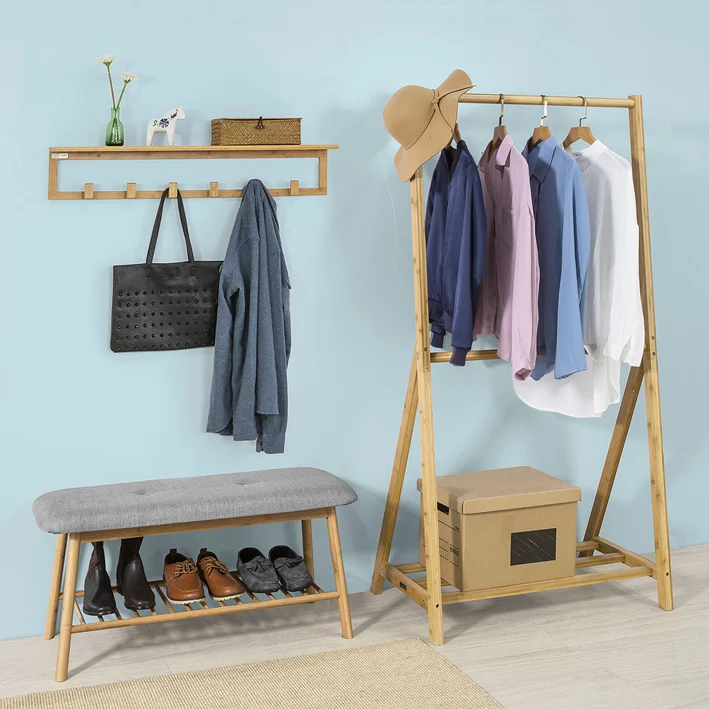 SoBuy FSR24-K-HG Banc à Chaussures Design avec Assise et 1 Étage de Rangement pour Entrée – 91x34x45 cm, Gris