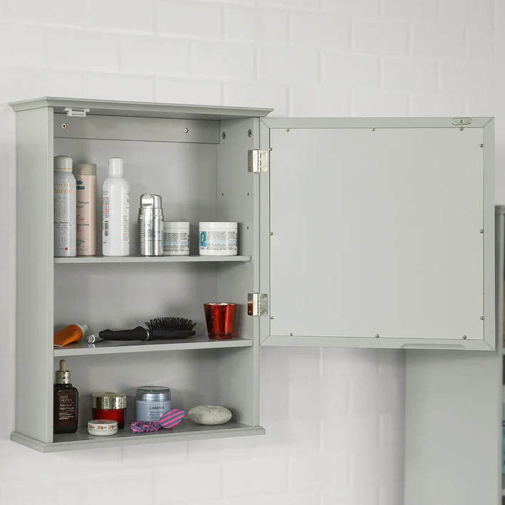 SoBuy BZR08-HG Meuble Haut Armoire Suspendue de Toilettes Placard Mural Gris