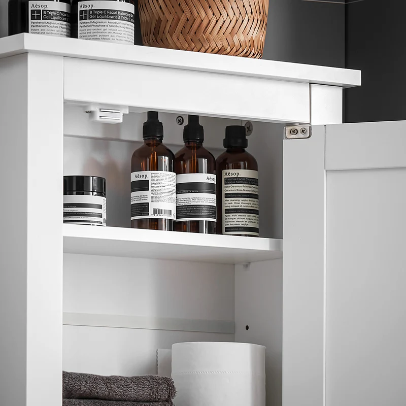 sebuyfr.comG203-W Meuble Haut de Salle de Bain, 1 porte Placard Commode Meuble de Rangement