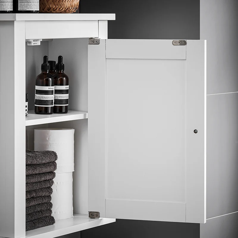 sebuyfr.comG203-W Meuble Haut de Salle de Bain, 1 porte Placard Commode Meuble de Rangement