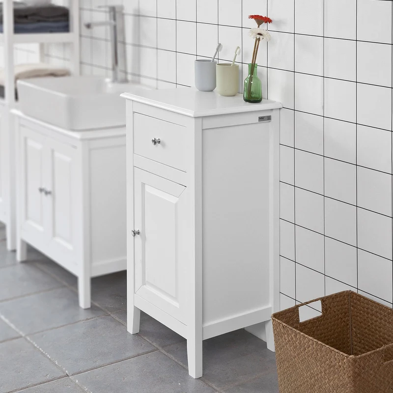 SoBuy FRG206-W Table d’appoint Meuble Bas de Salle de Bain Armoire Toilette