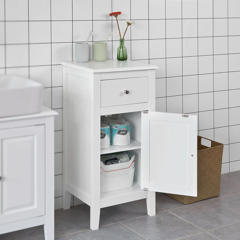 SoBuy FRG206-W Table d’appoint Meuble Bas de Salle de Bain Armoire Toilette