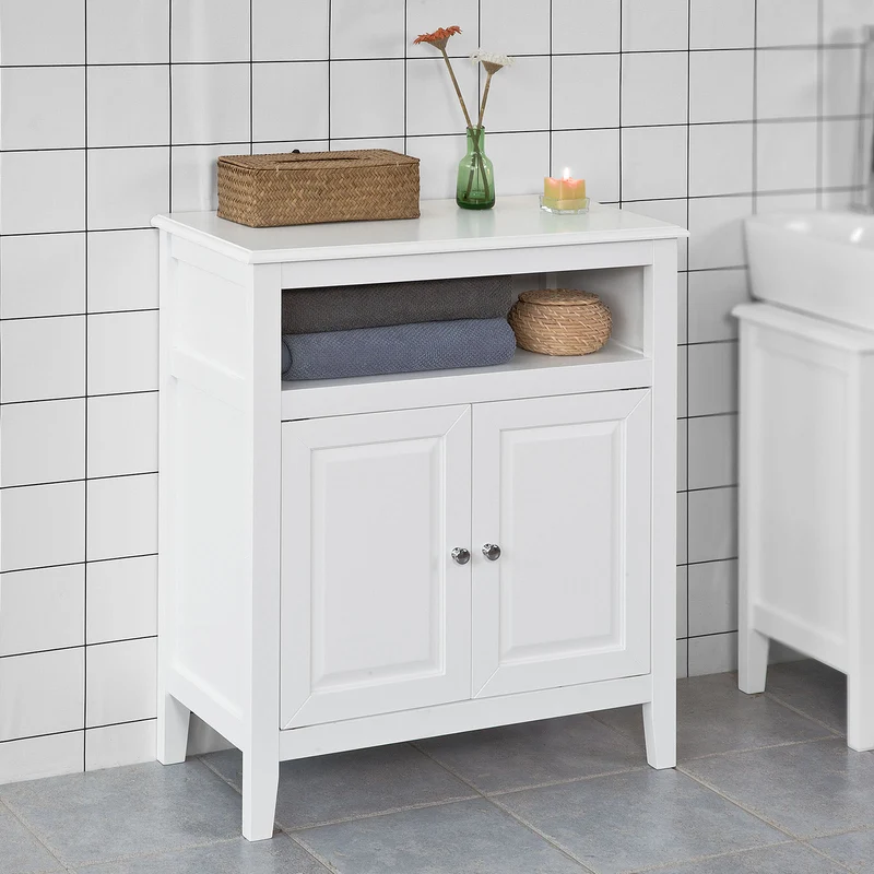 sebuyfr.comG204-W Meuble Bas de Salle de Bain Armoire Toilette Buffet commode – Blanc